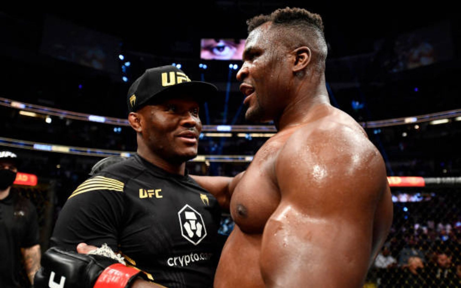 Kamaru Usman and Francis Ngannou [image courtesy of Chris Unger/Zuffa LLC via Getty Images]