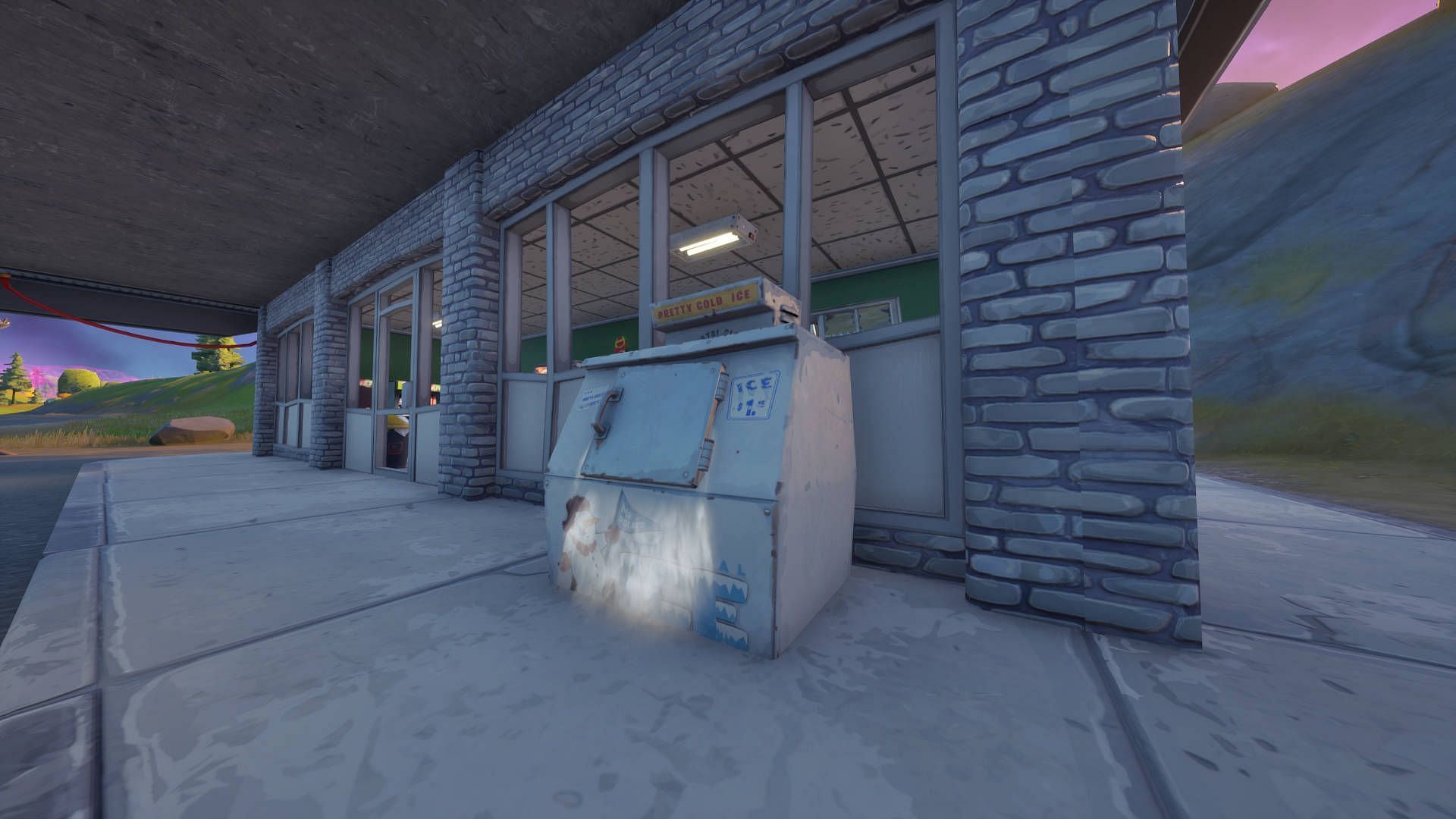 Fortnite Ice Machines are mostly found at gas stations around the island (Image via Epic Games)