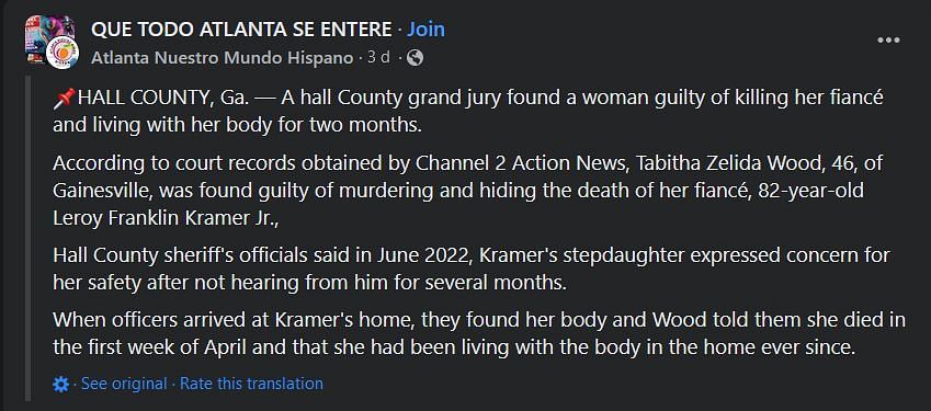 Tabitha Zelida Wood was charged with her fiance&rsquo;s death (Image via Facebook)