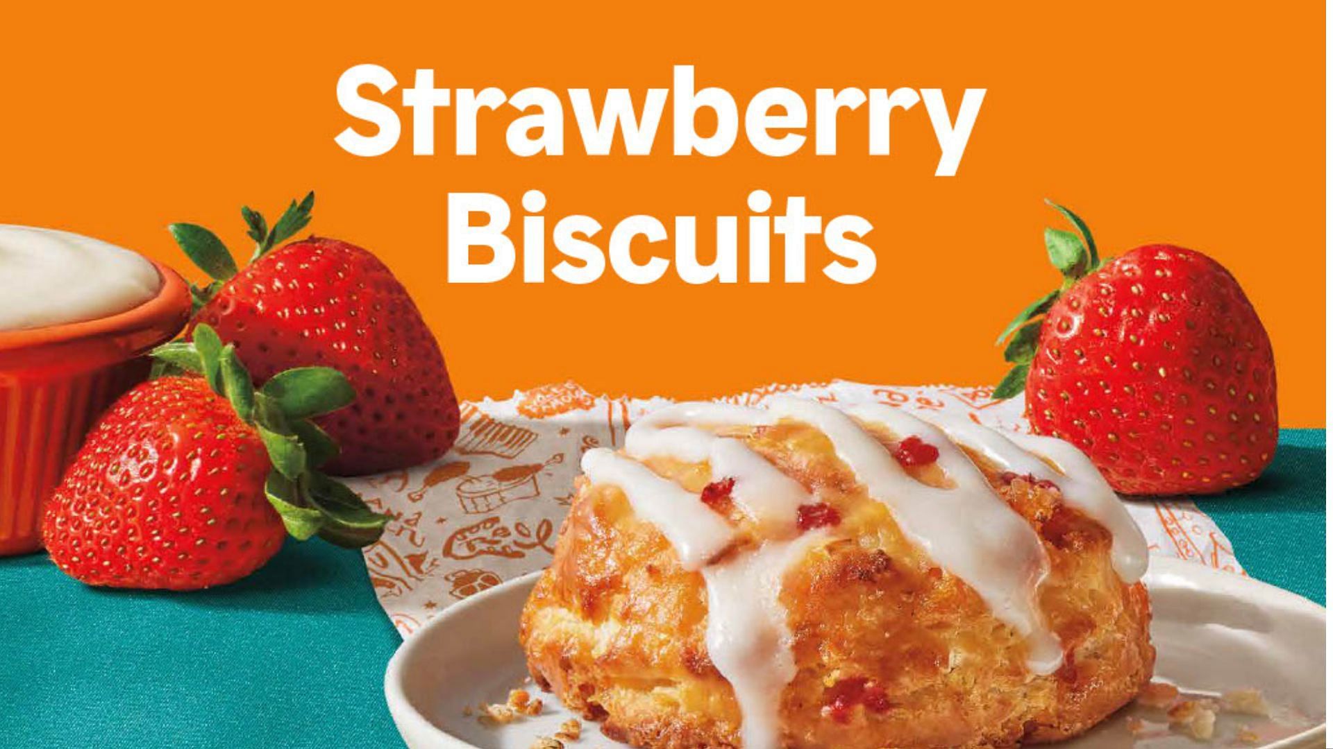 the Strawberry Biscuits will be available at all participating stores starting March 27 (Image via Popeyes)
