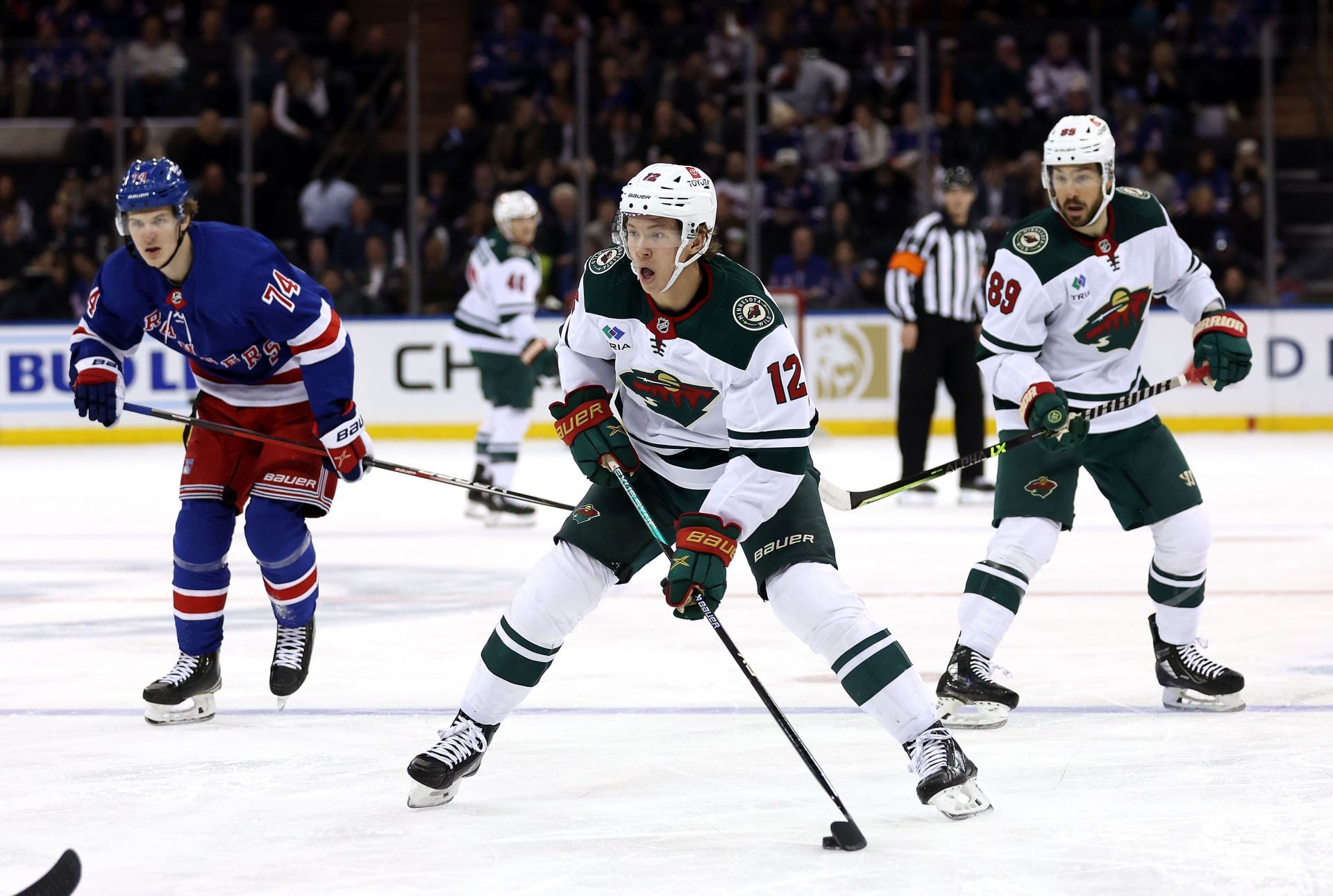 Matt Boldy in action against the New York Rangers