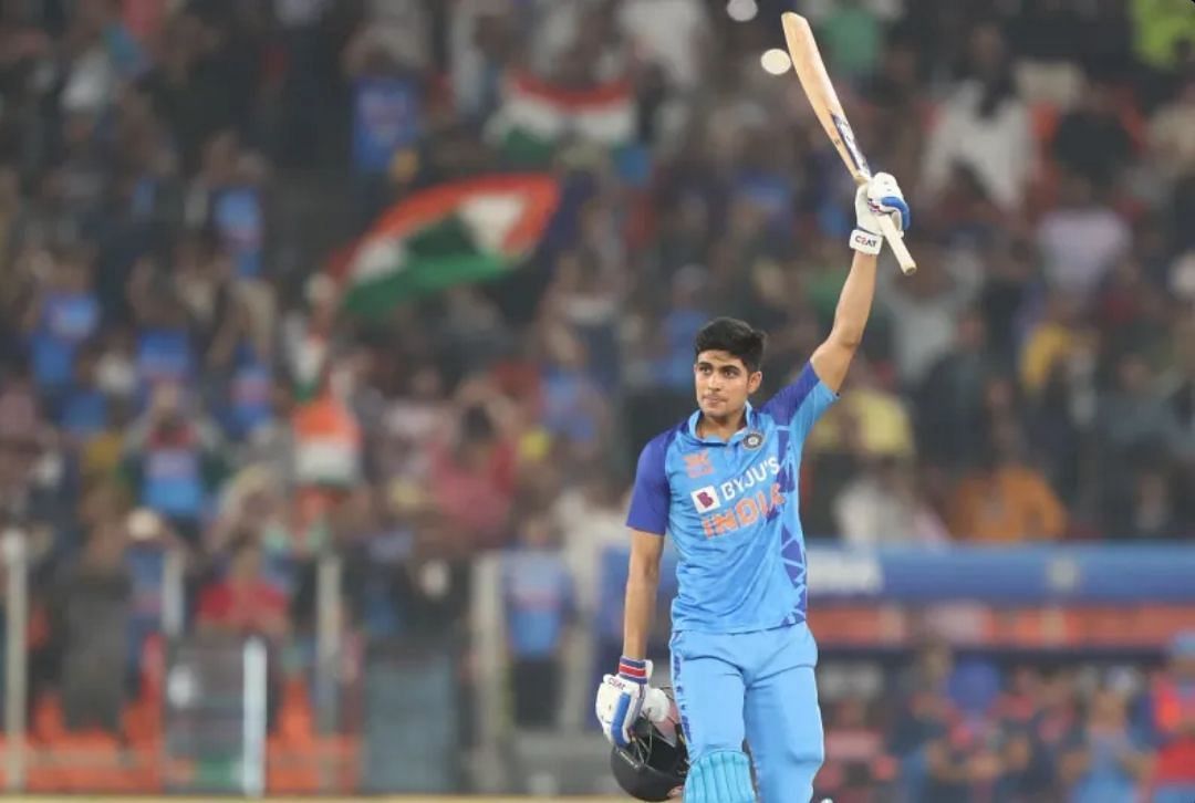 Shubman Gill celebrating his first T20I hundred vs New Zealand [Pic Credit: BCCI]