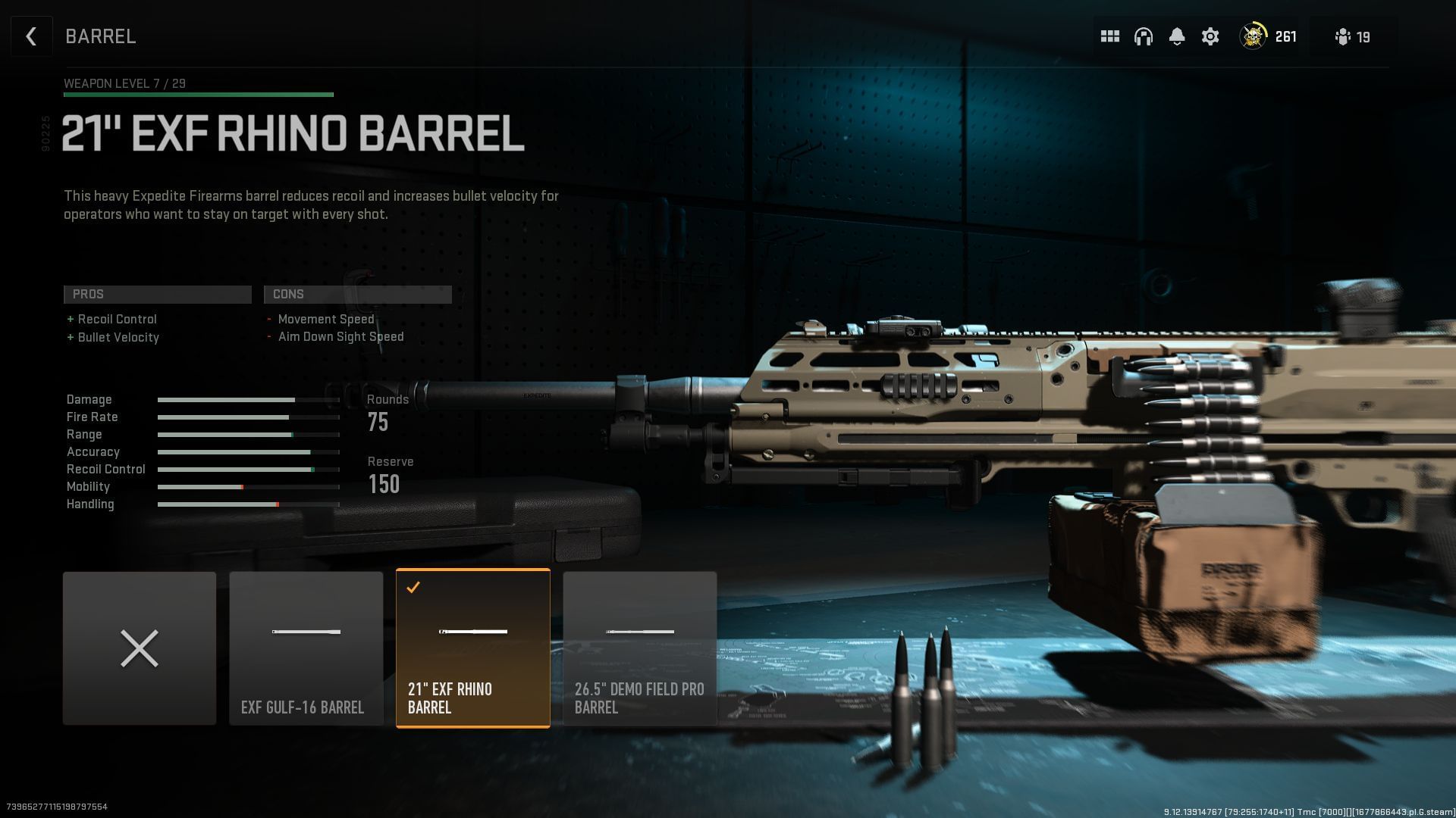 21&quot; EXF Rhino Barrel in Warzone 2 (Image via Activision)