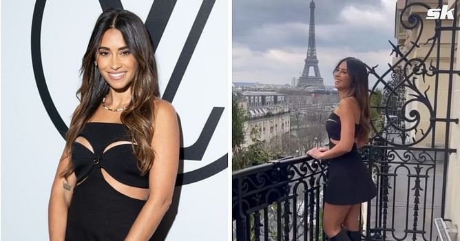 Lionel Messi’s wife Antonela Roccuzzo attends Paris Fashion Week in style as she pairs black dress with knee-high boots