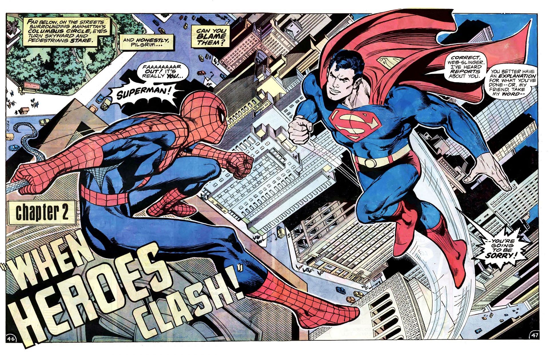Superman vs. Spider-Man: The Battle of the Century! (Image via DC and Marvel Comics)