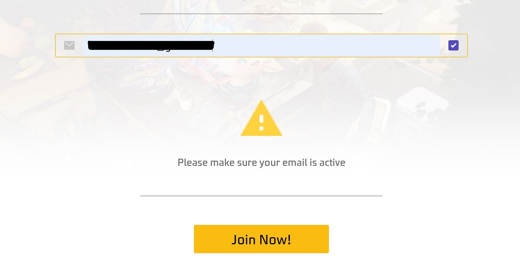 Click on the Join Now! button (Image via Garena)