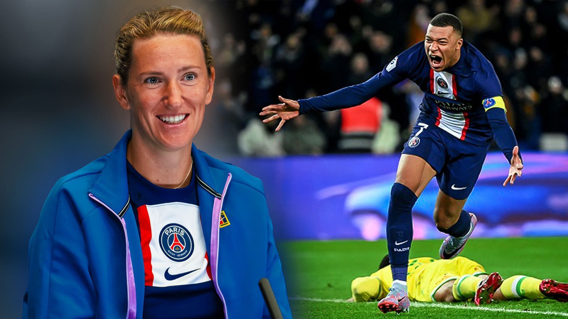 Victoria Azarenka (L) and Kylian Mbappe (R)