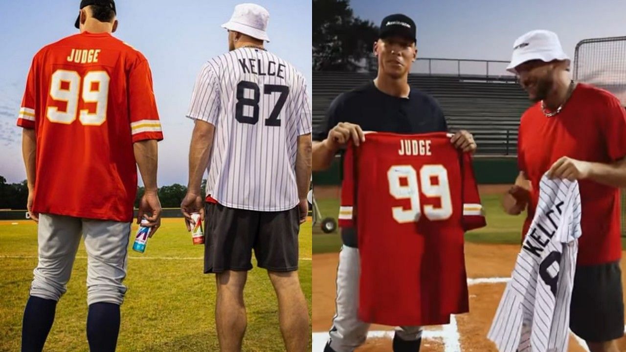 Aaron Judge & Travis Kelce Swap Jerseys & Show Off Shoes - Sports  Illustrated FanNation Kicks News, Analysis and More