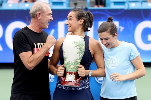 L-R: Bertrand Perret, Caroline Garcia, and Laura Legoupil