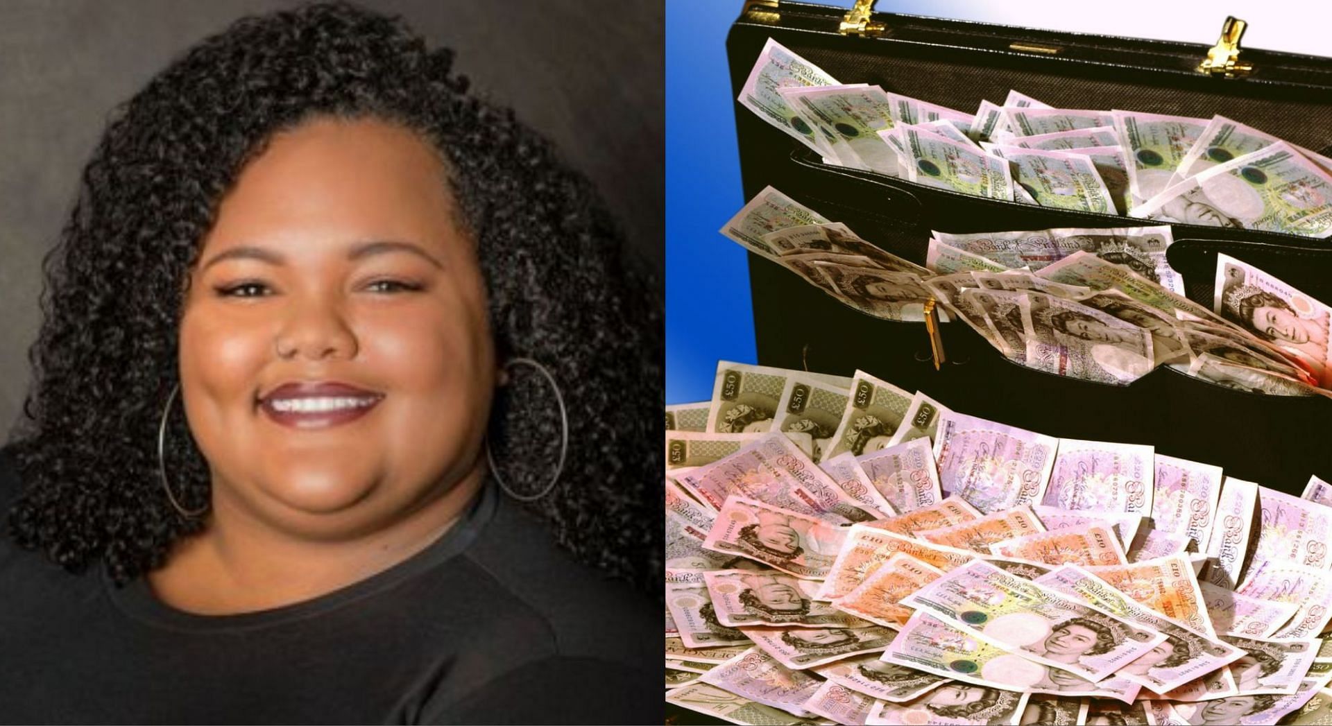 TikToker Jasmine Taylor went viral for clearing debt and establishing business with cash stuffing hack (Image via Jasmine Taylor/Instagram and Getty Images)