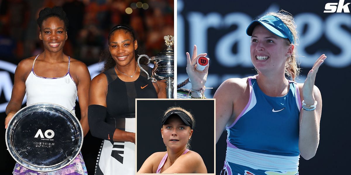 Venus and Serena Williams (L), Linda Fruhvirtova (R) and Brenda Fruhvirtova (inset)