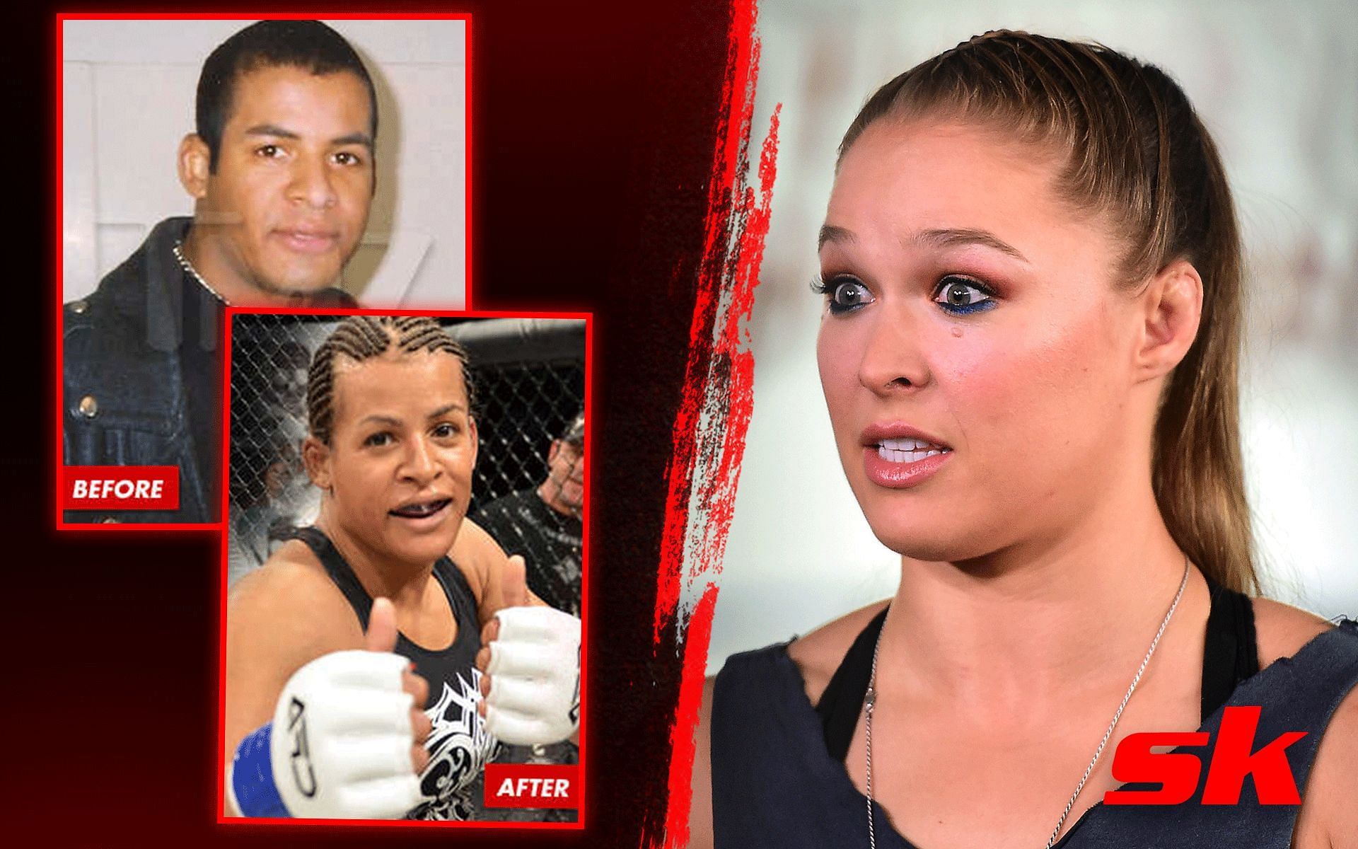Fallon Fox (left) and Ronda Rousey (right) [Image credits: Getty Images and @juoranes on Twitter] 