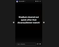 Reilly Opelka reacts to tennis action at Indian Wells on Saturday (via Instagram).