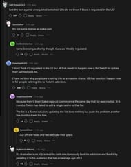 Redditors discussing the gambling ban (Image via r/LivestreamFail)
