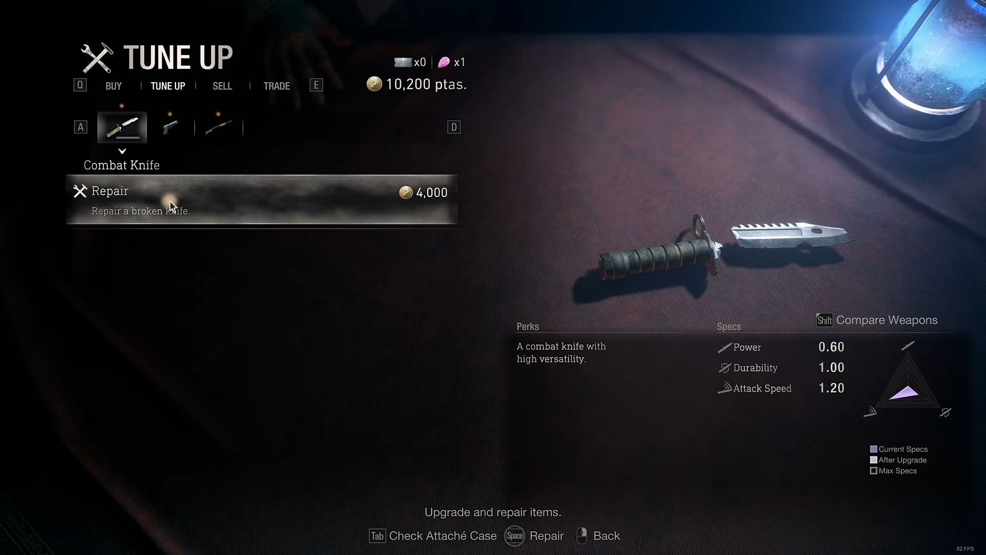 The Combat Knife can be repaired at the Merchant&#039;s shop (Image via YouTube/Sazn Games)