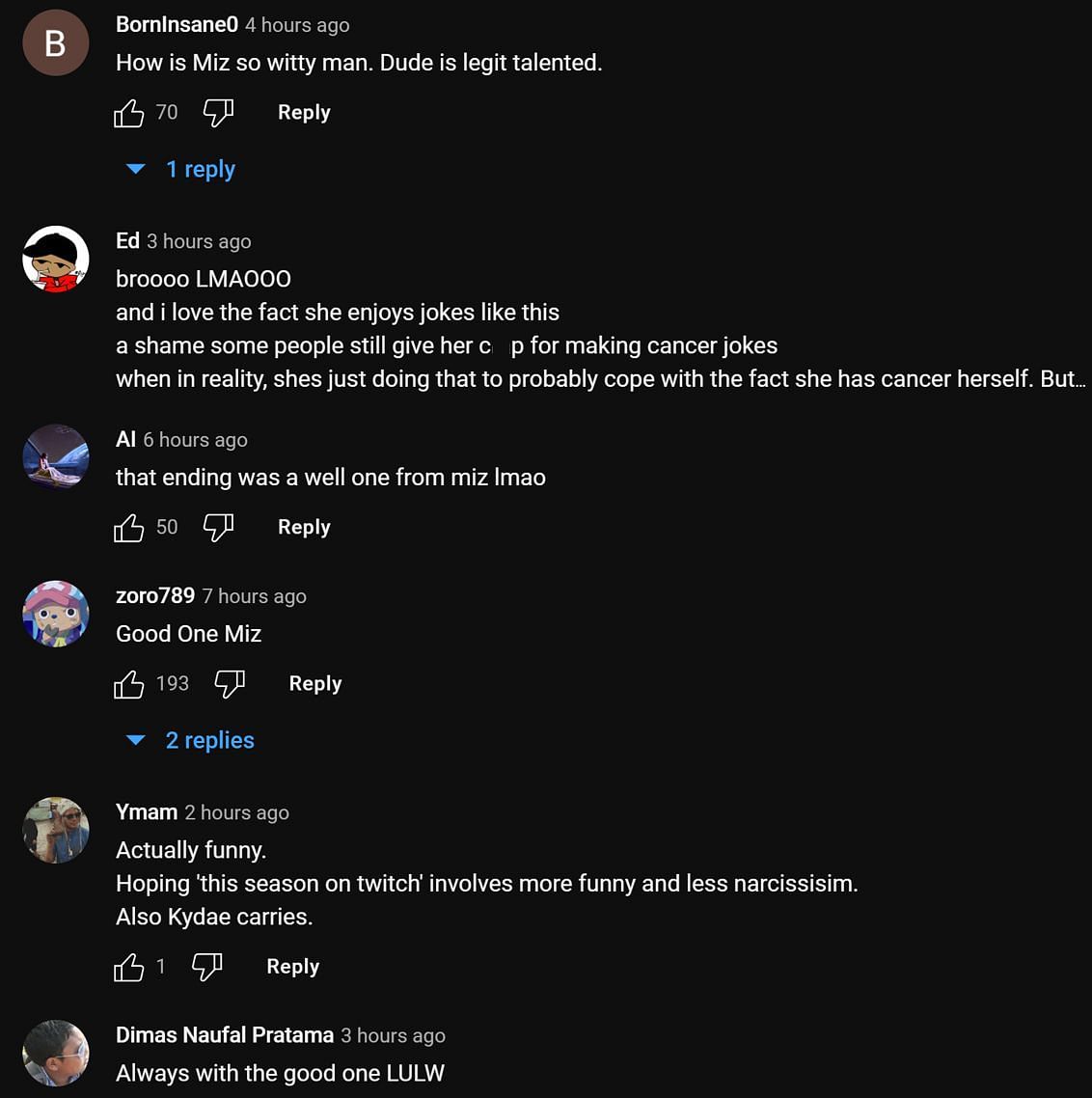 Fans in the YouTube comments section reacting to the streamers&#039; interaction (Image via Mizkif Clips/YouTube)