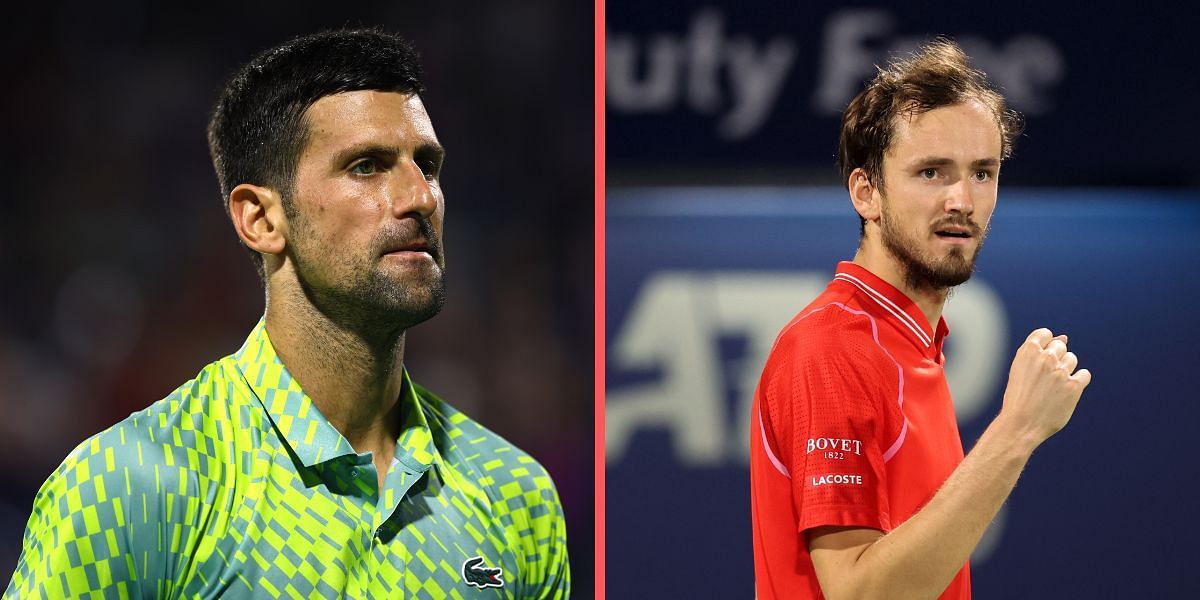 Novak Djokovic (left) lost to Daniil Medvedev in the Dubai semfinals on Friday.