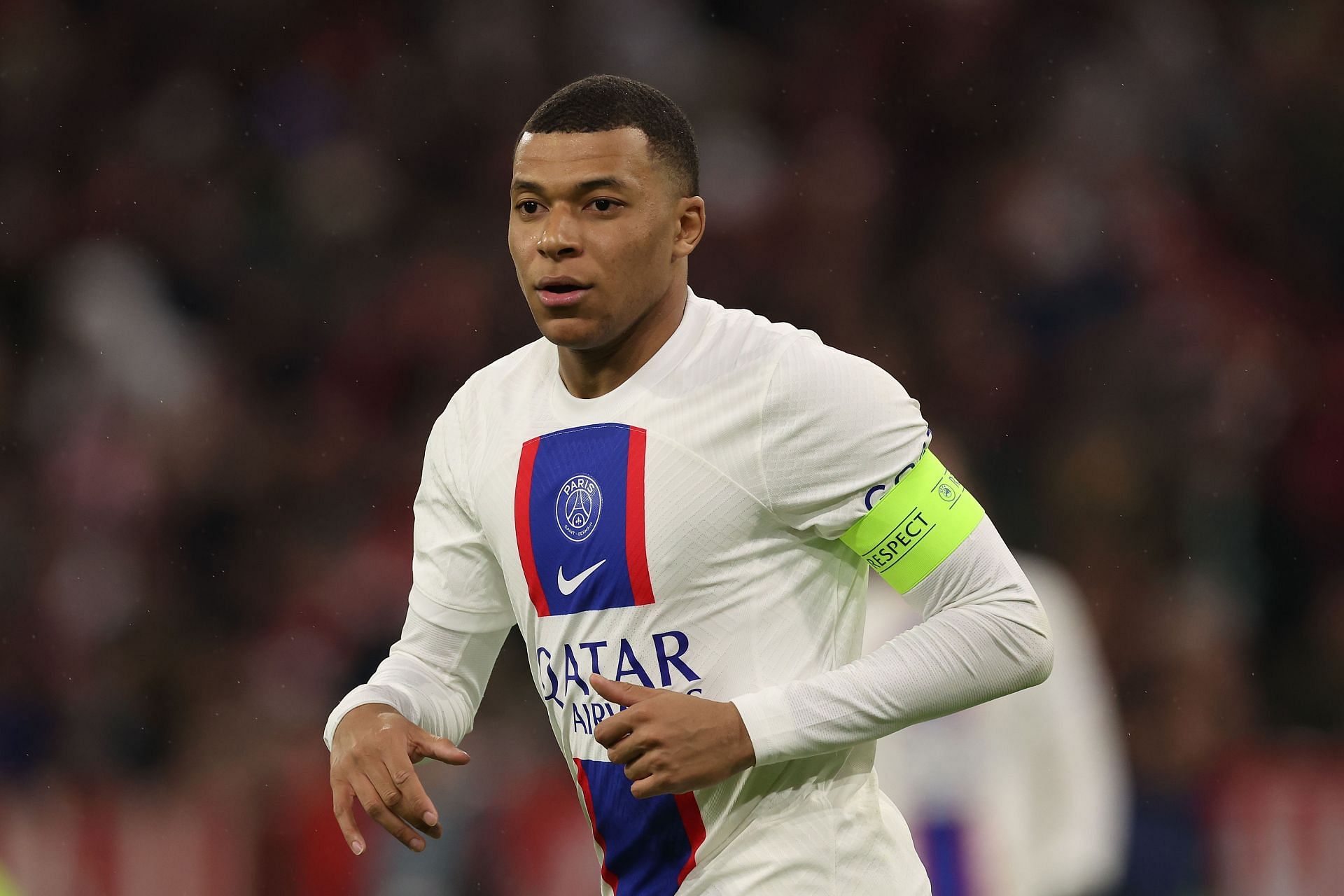 Kylian Mbappe in action for PSG in the 2022-23 UEFA Champions League