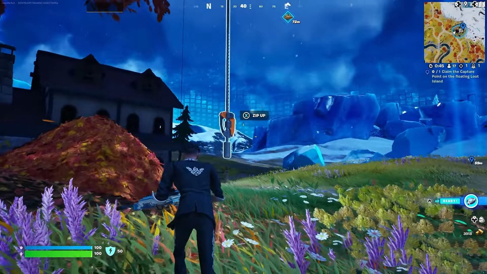 Use the zipline to reach the loot island (Image via Epic Games)
