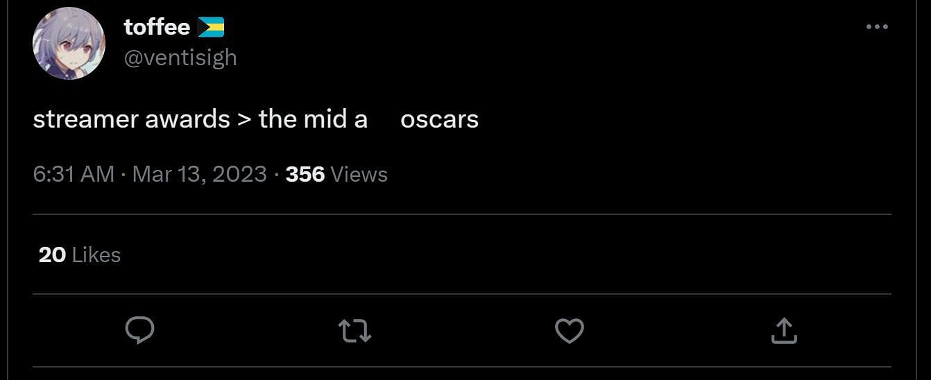 Streaming community on the social media platform sharing their thoughts on the Oscars 2023 (Image via Twitter)