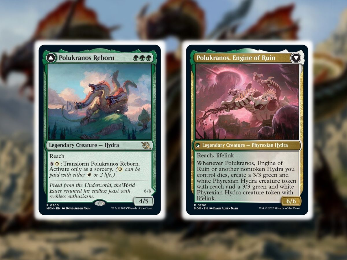 Polukranos Reborn and Polukranos, Engine of Ruin in Magic: The Gathering (Image via Wizards of the Coast)