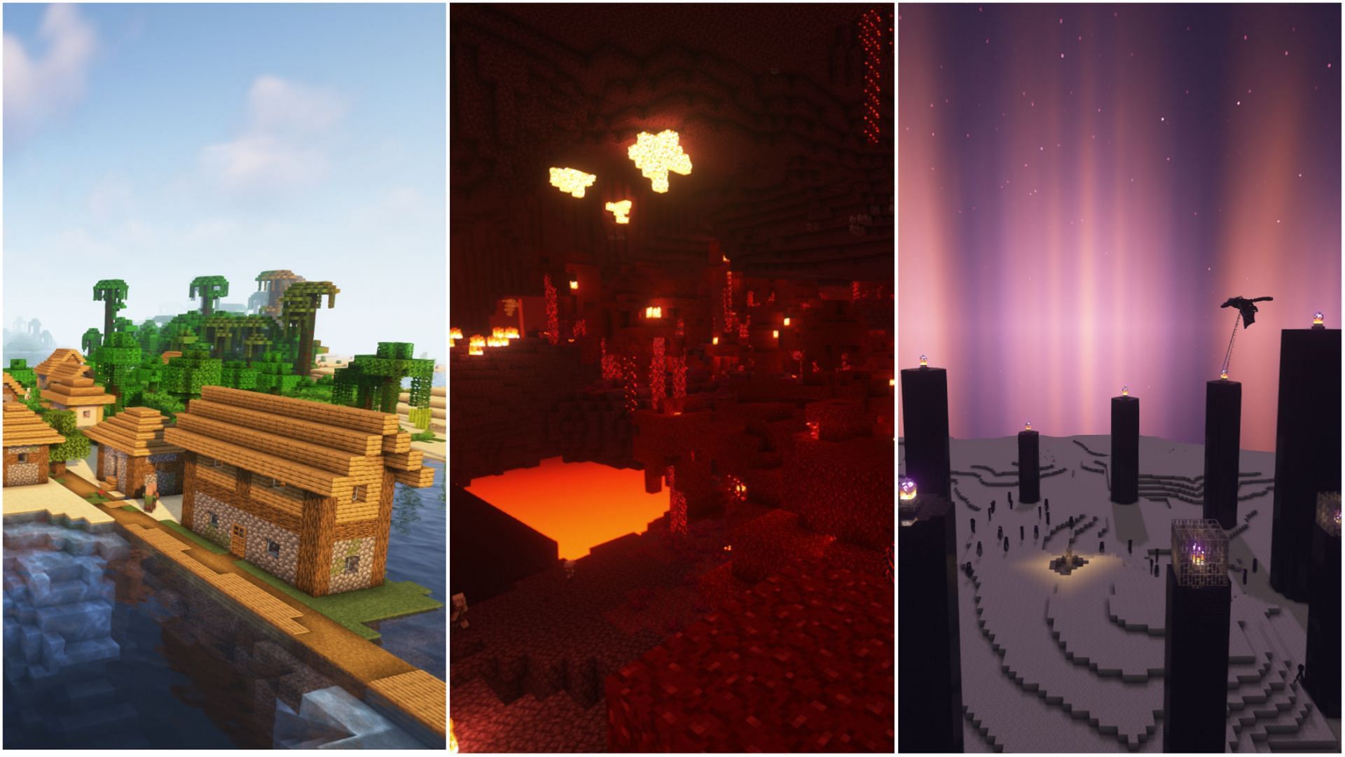 Different dimensions in Minecraft (Image via Mojang)