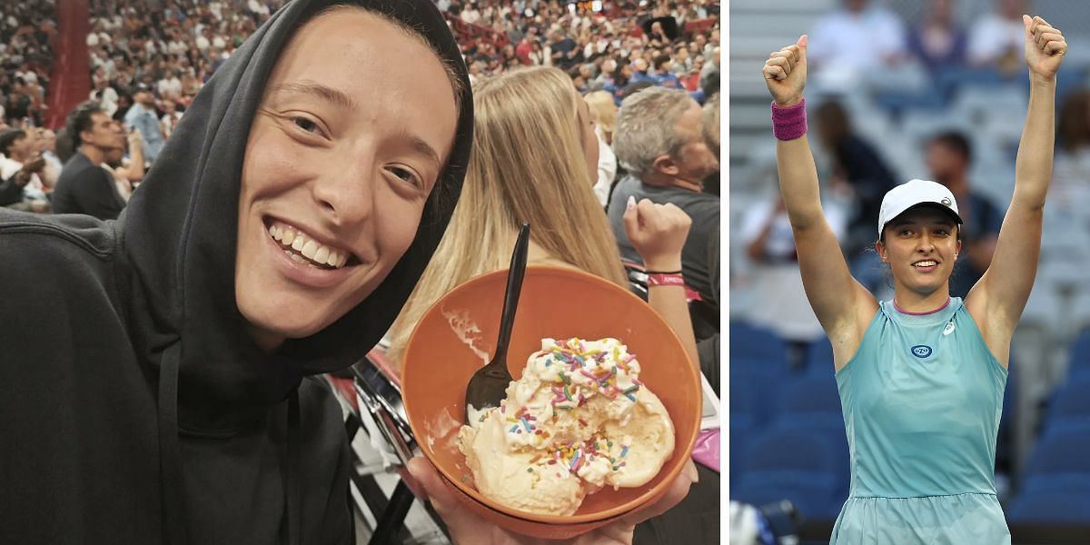 Iga Swiatek enjoys ice cream at Miami Heat game