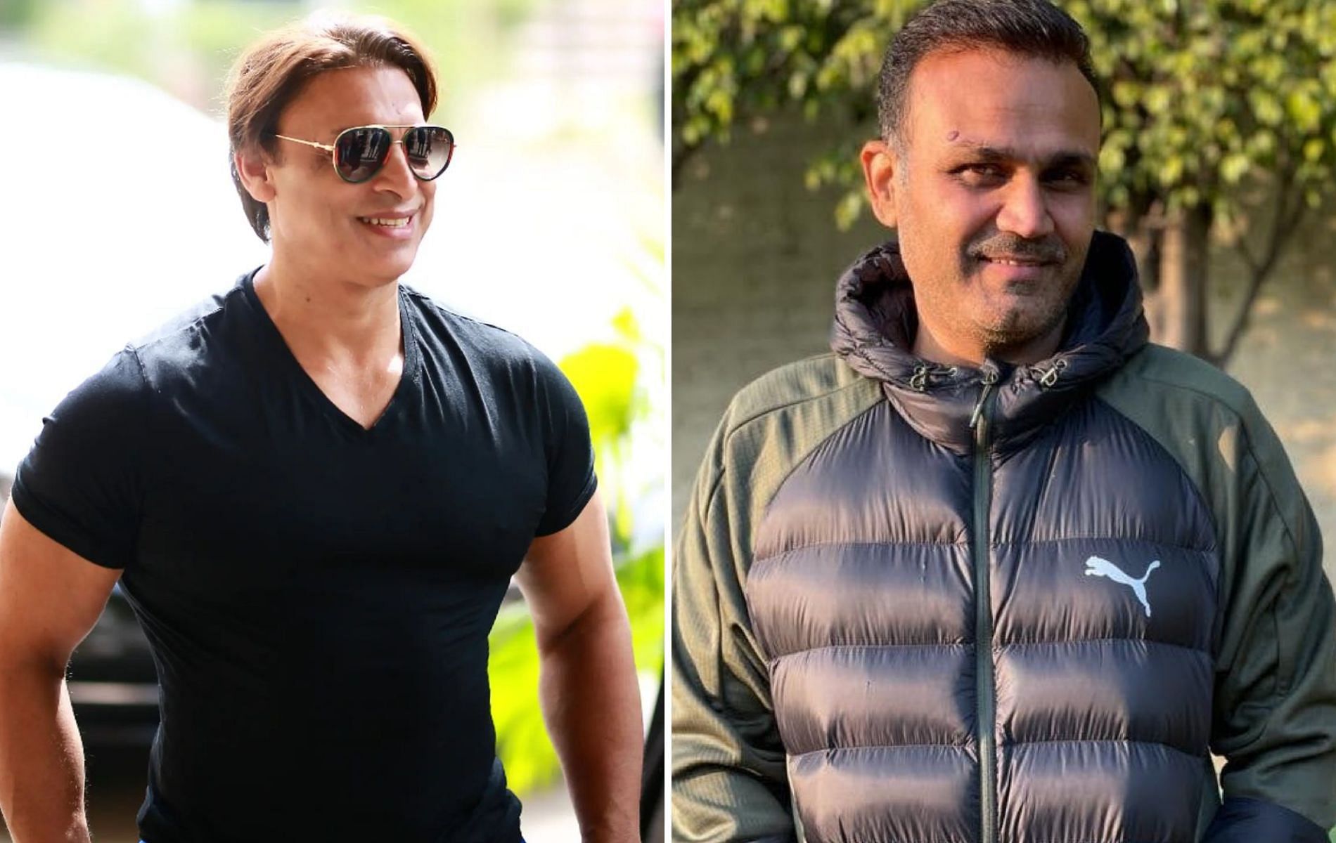 Shoaib Akhtar (L) and Virender Sehwag (R). (Pics: Instagram)