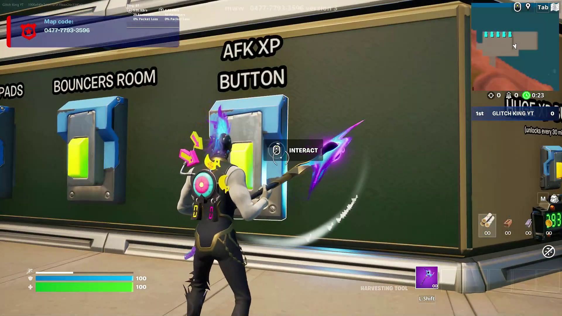 Interact with the AFK XP button to trigger the glitch. (Image via YouTube/GKI)