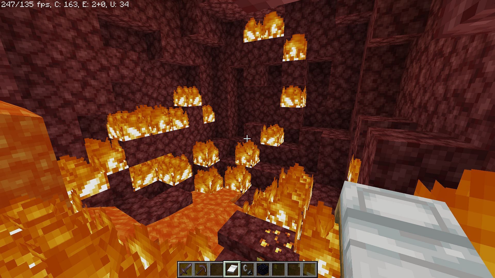 Explosions and lava pockets can burn players in Minecraft, hence Fire Resistance potion can be a lifesaver (Image via Mojang)