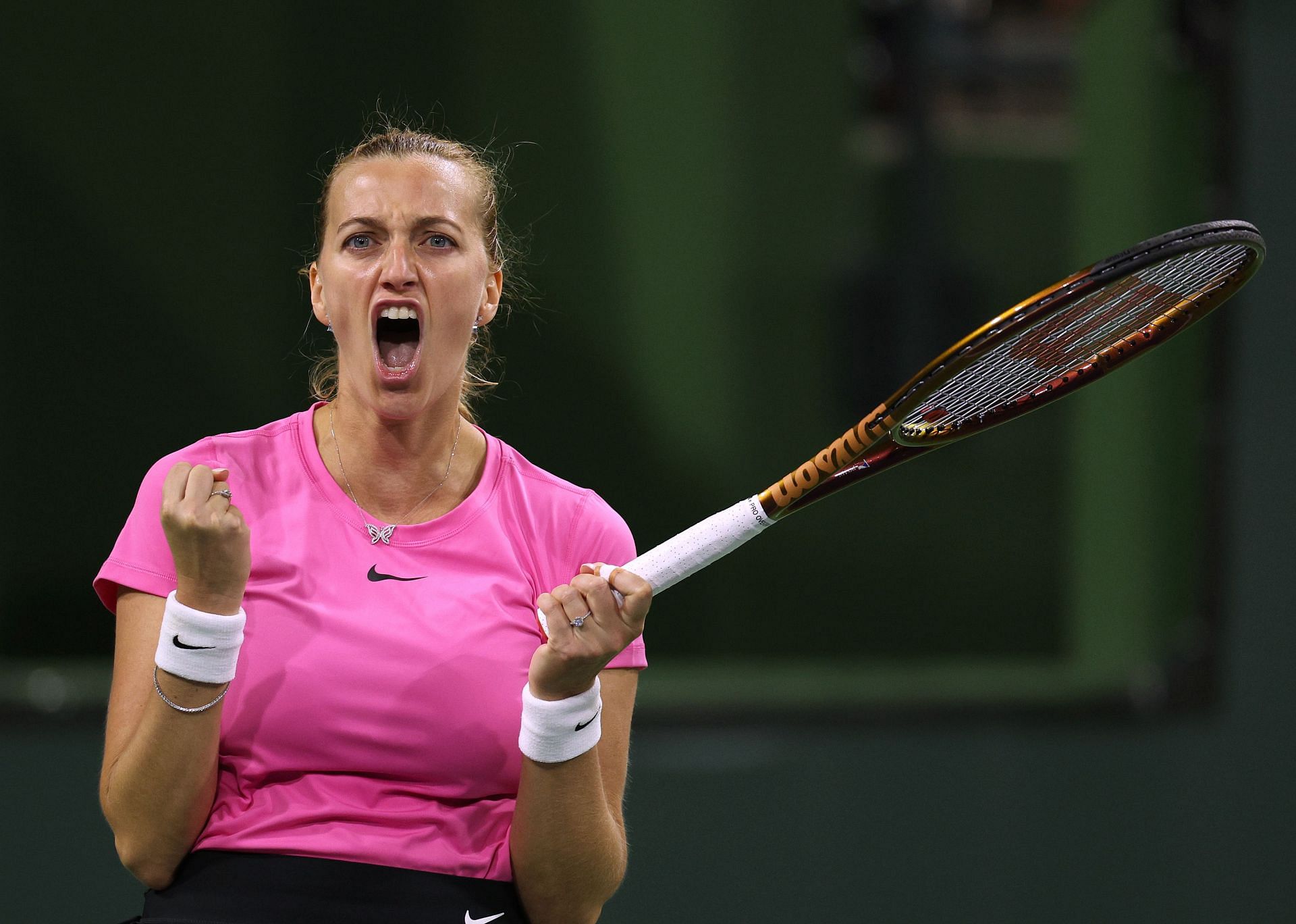 Petra Kvitova exults after winning a point at the BNP Paribas Open. (PC: Getty Images)