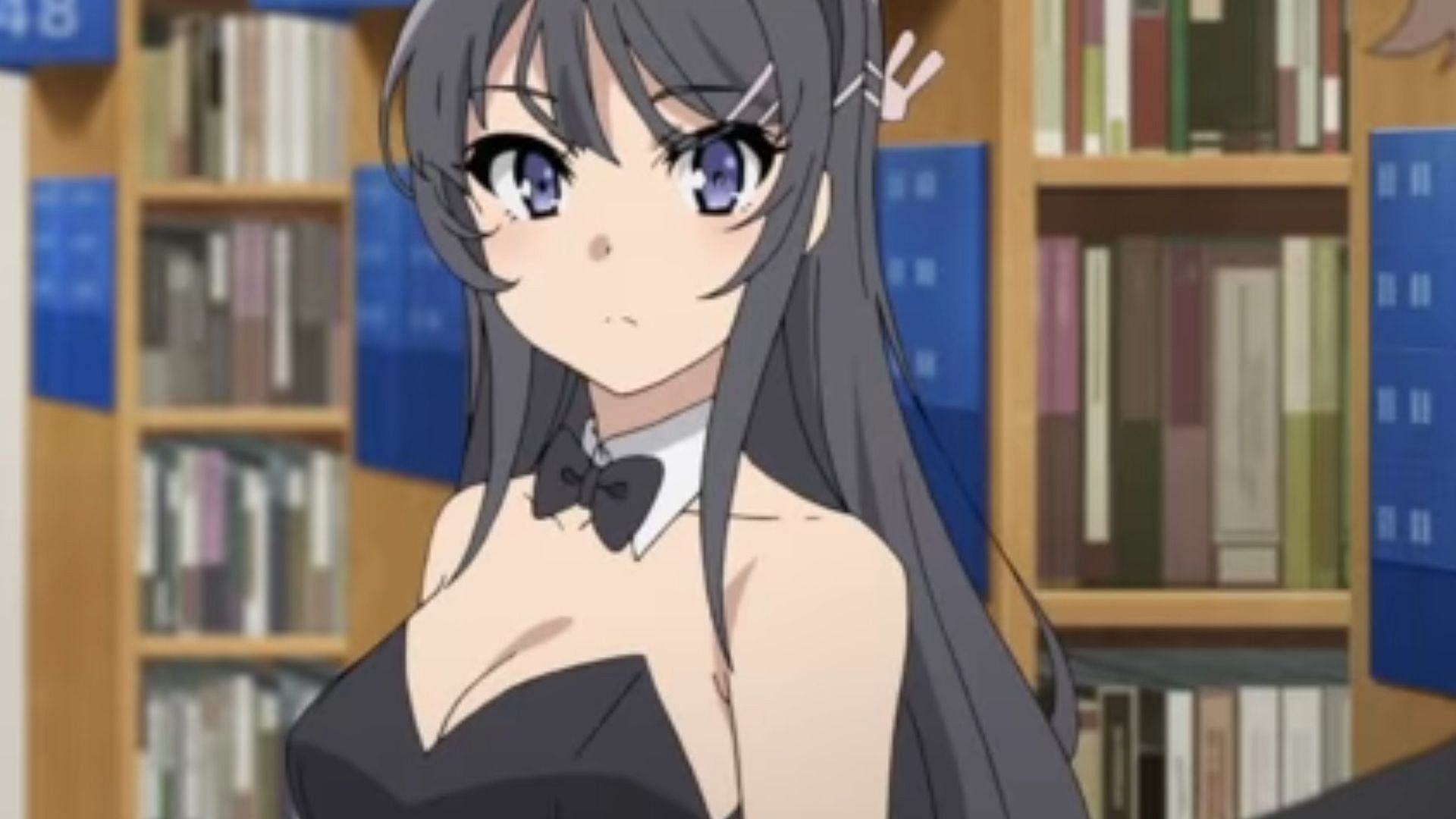 Bunny Girl Senpai in the fateful library (Image via CloverWorks)