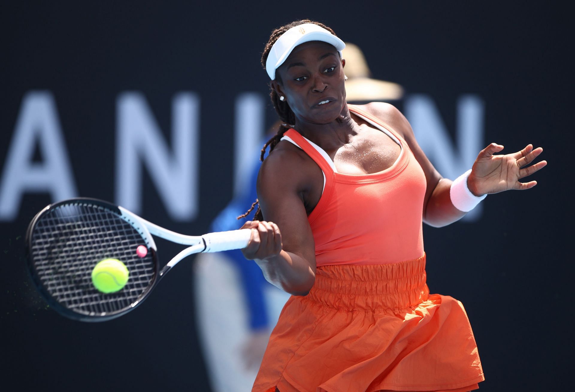 Sloane Stephens in action at the 2023 Hobart International