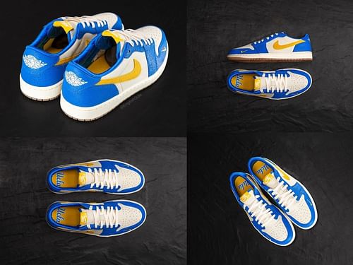 The newly revealed 2023-24 season Nike x Michael Jordan Air Jordan 1 Low "UCLA" Player edition sneakers (Image via Sportskeeda)