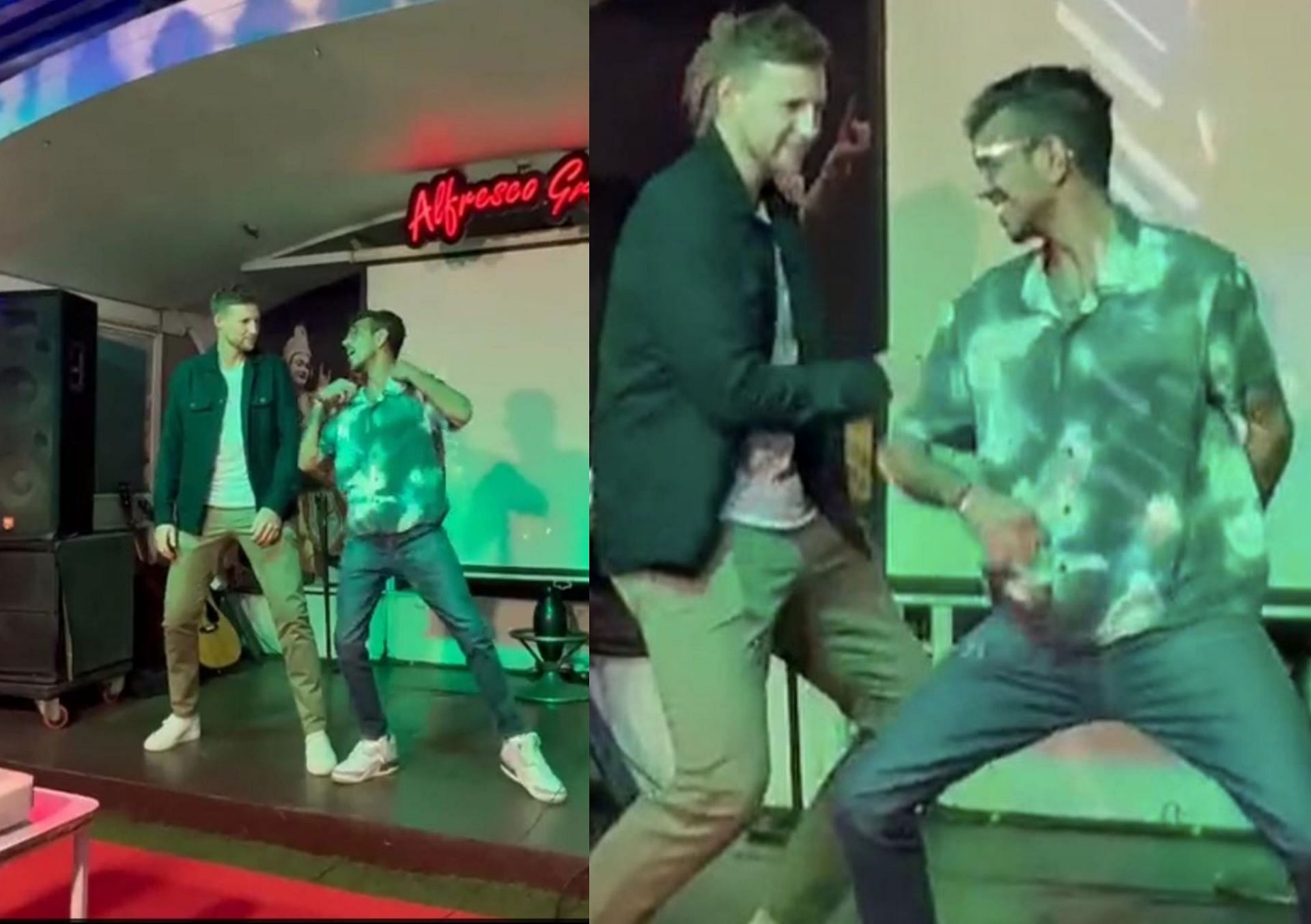 Yuzvendra Chahal and Joe Root showing their dance moves. 