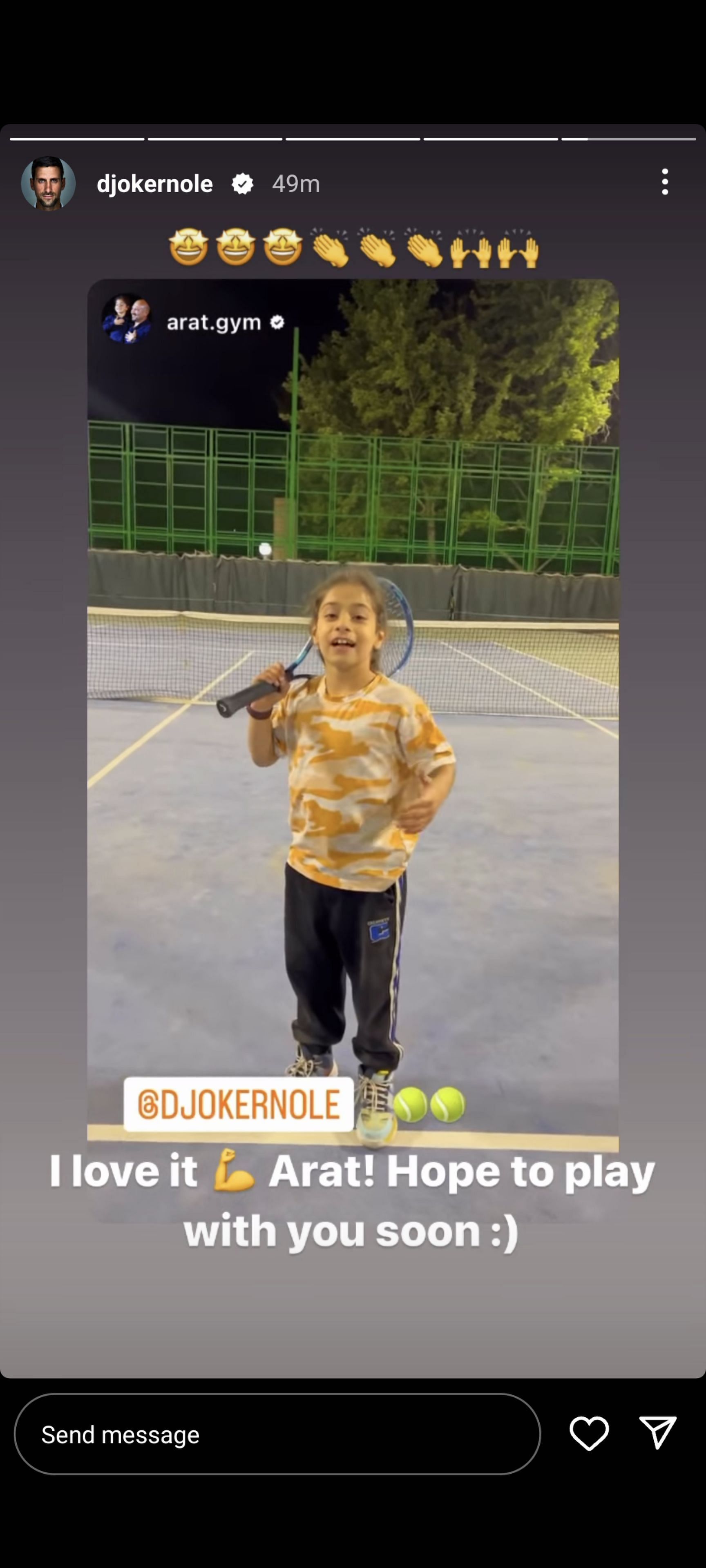 Novak Djokovic&#039;s Instagram story