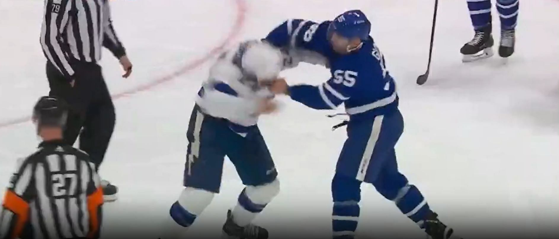 WATCH Tampa Bay Lightning and Toronto Maple Leafs drop the gloves in first three minutes of Game Two