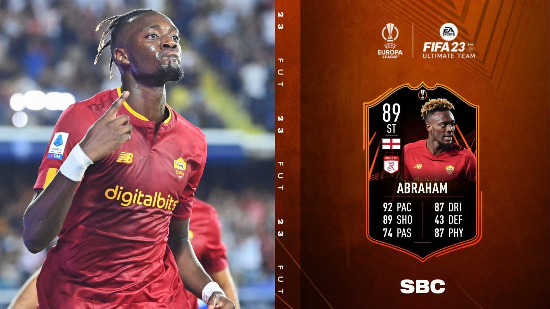 The Tammy Abraham RTTF SBC could be an underrated addition to FIFA 23 Ultimate Team (Images via Goal, Twitter/FIFAUTeam)