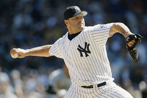 BRONX, NY - APRIL 13: Pitcher Roger of the New York Yankees throws against the Tampa Bay Devil Rays during the game at Yankee Stadium on April 13, 2003, in the Bronx, New York. The Devil Rays defeated the Devil Rays 2-1. (Photo by Al Bello/Getty Images)