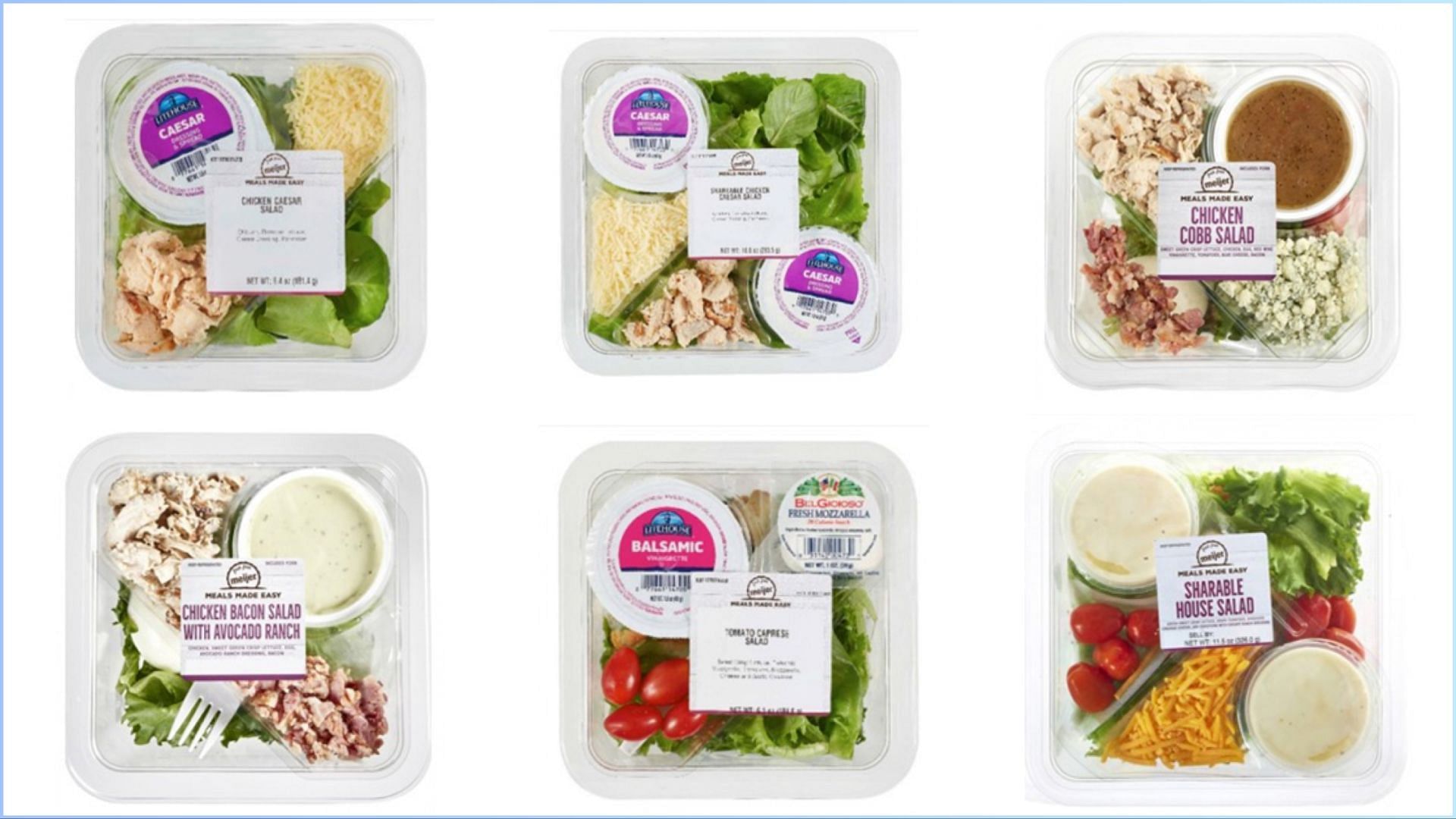 Six out of the twelve recalled packs of premade salads sold in several regions across the United States (Image via FDA)