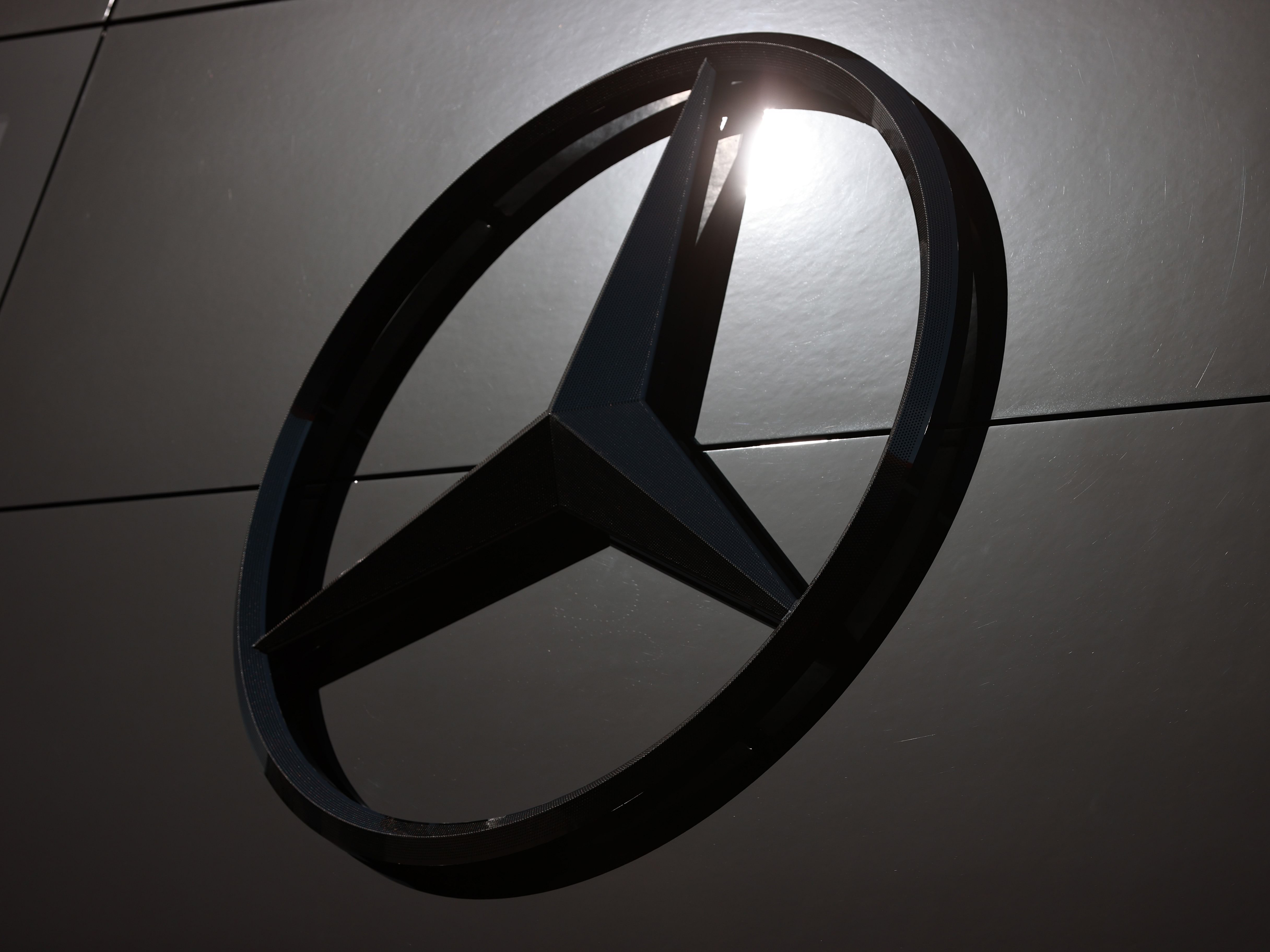 A general view of a Mercedes logo in the paddock prior to practice ahead of the 2021 F1 French Grand Prix. (Photo by Mark Thompson/Getty Images)