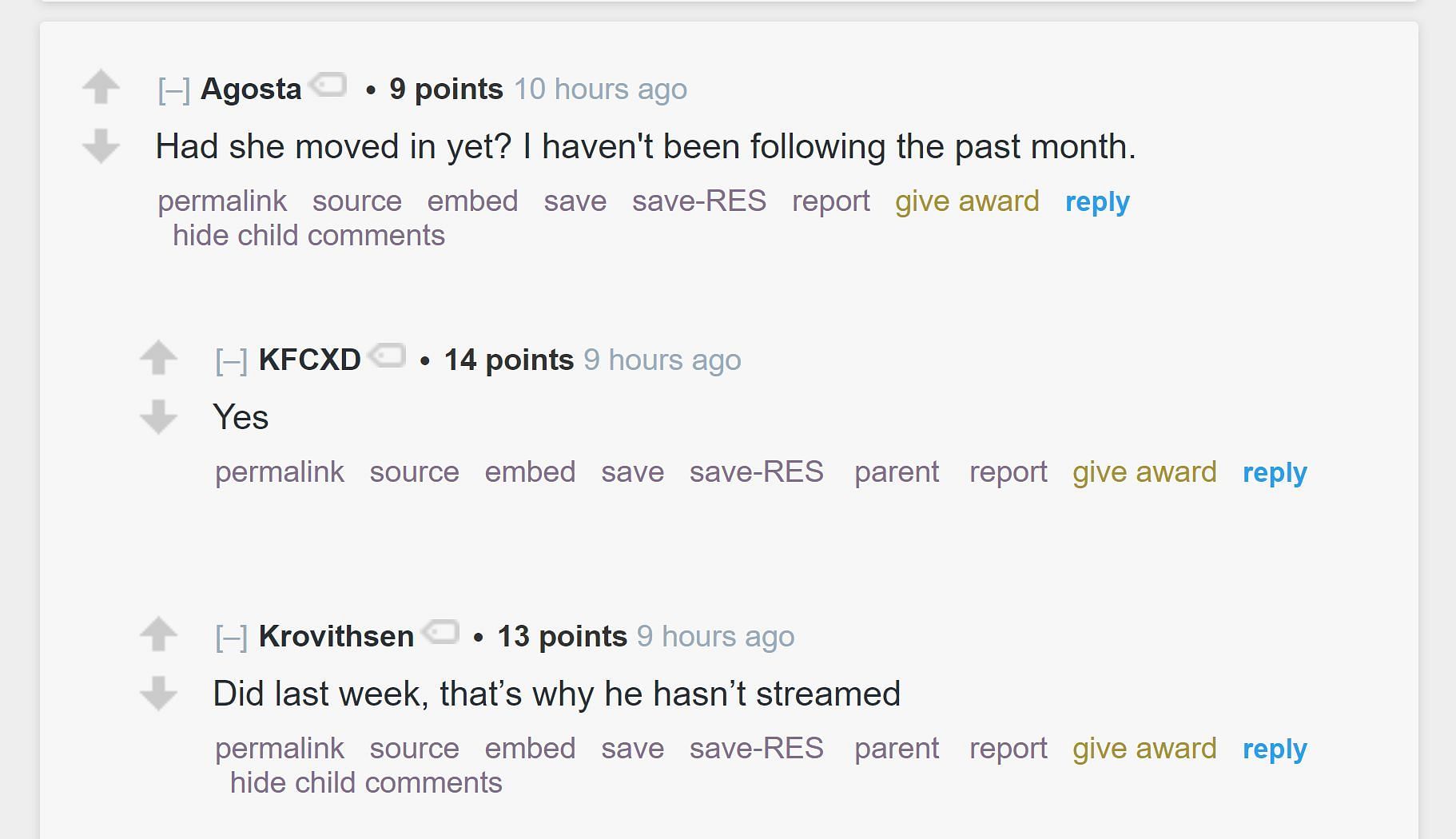 Fans on Reddit discussing the streamer&#039;s clip 2/4 (Image via r/LivestreamFail)