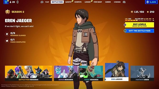 How to complete all Eren Yeager quests in Fortnite Chapter 4 Season 2