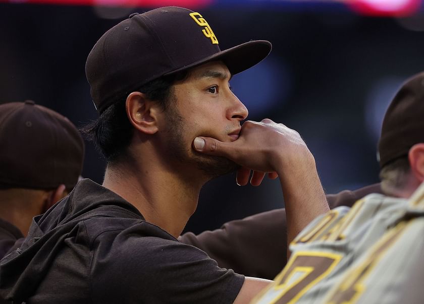 Yu Darvish of the San Diego Padres looks on during the first