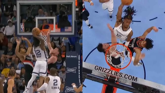 "That man has a family is crazy" - NBA fans go crazy after Ja Morant puts two Blazers on a nasty poster