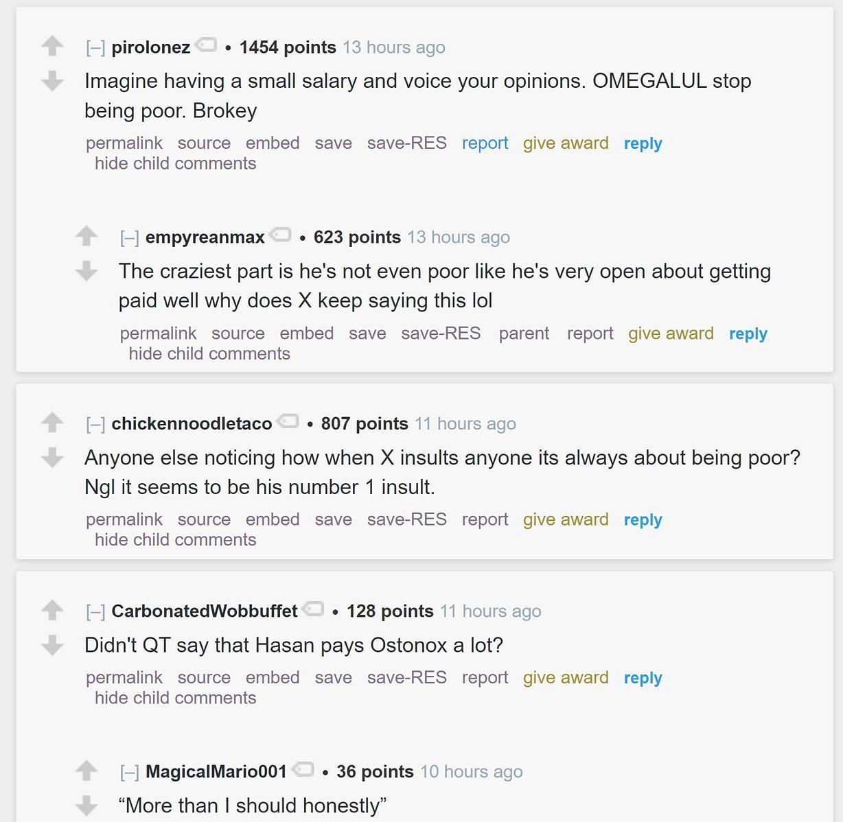 Fans on Reddit discussing the streamer&#039;s clip (Image via r/LivestreamFail)