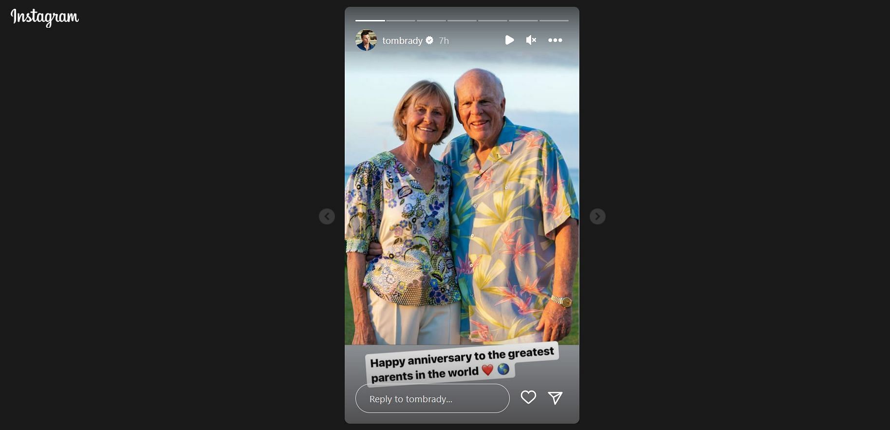 Brady wishing his mother and father a happy anniversary. Photos via Tom Brady/Instagram.