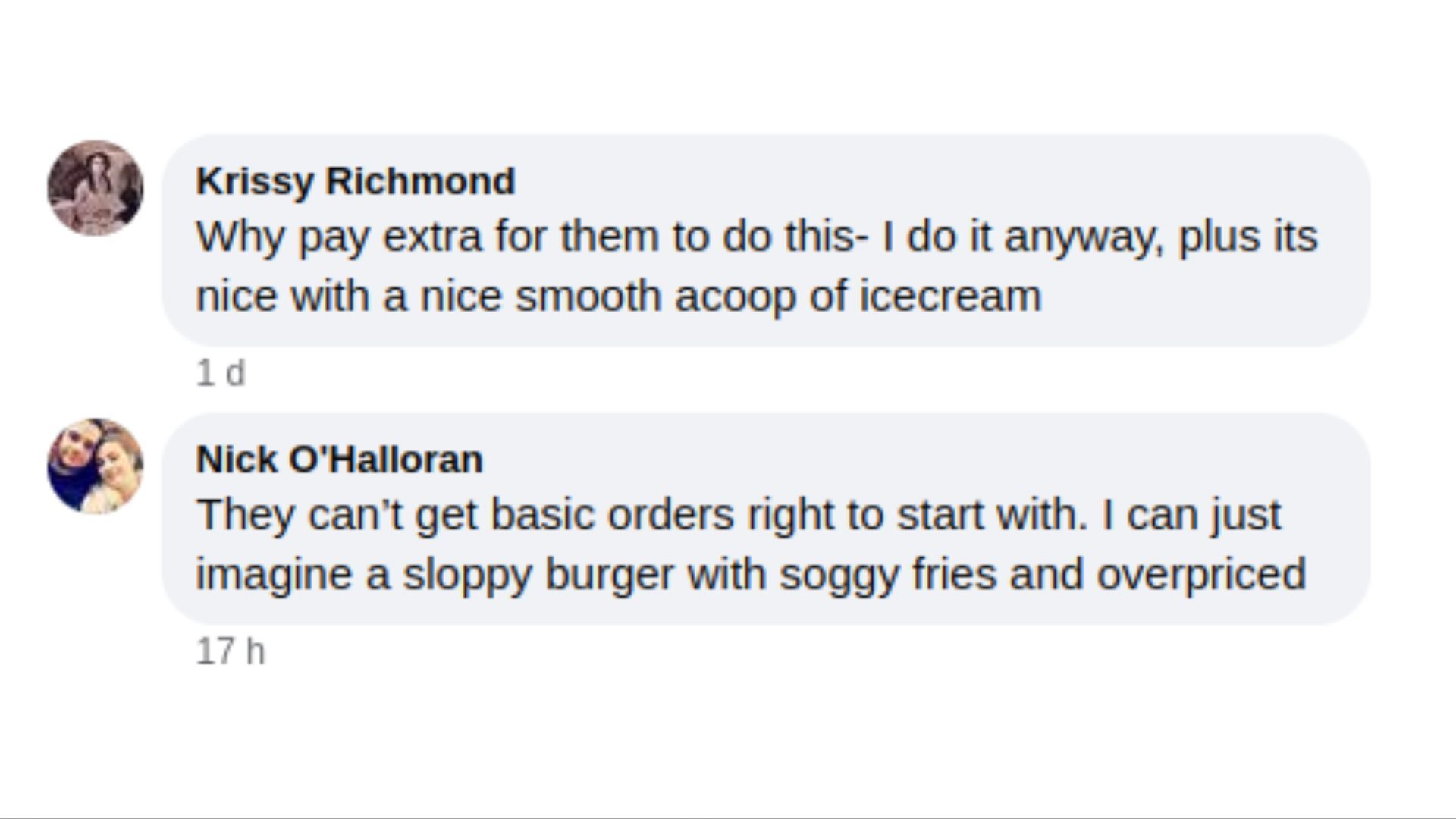 Comments on the official post (Image via @McDonaldsAU/Facebook)