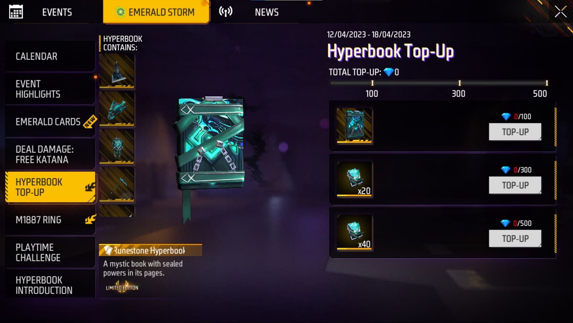 The new ongoing Hyperbook Top-Up event in Free Fire MAX (Image via Garena)