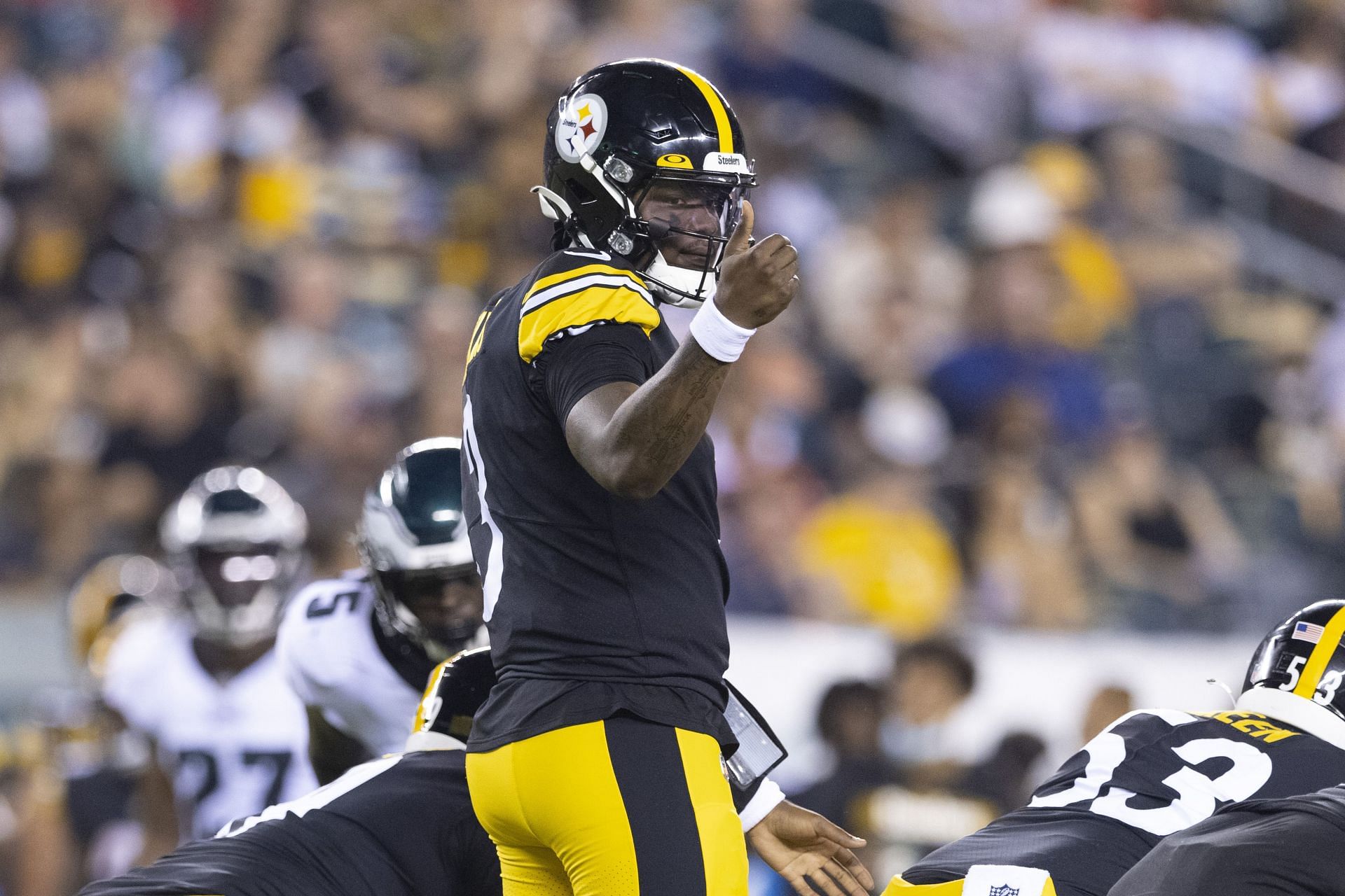 Dwayne Haskins at a Pittsburgh Steelers v Philadelphia Eagles game